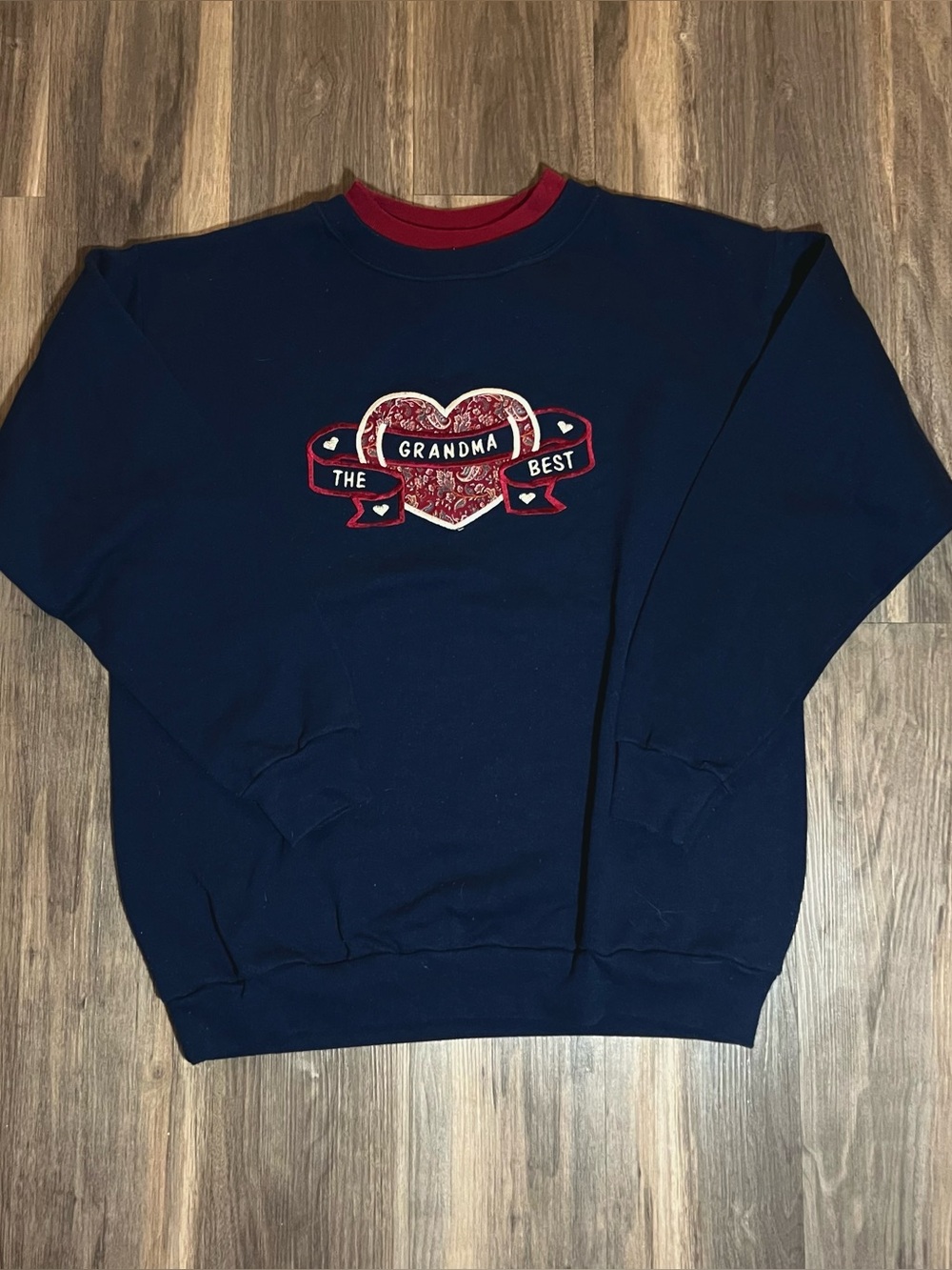 Vintage 90s Crewneck Sweatshirt Size L Worlds Best Grandma Family Heart